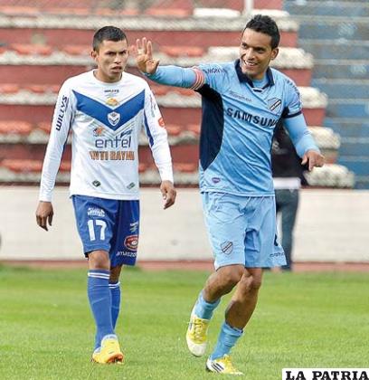 Zampiery y Ferreira en ocasión del partido en que empataron 2-2 en La Paz el 29 de septiembre