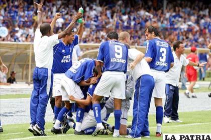 Celebración de los jugadores de Cruzeiro
