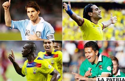 Messi, Falcao, Cuadrado y Saucedo, goleadores de sus selecciones 