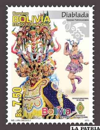 La danza ícono de Oruro, inspiró la impresión de un sello postal