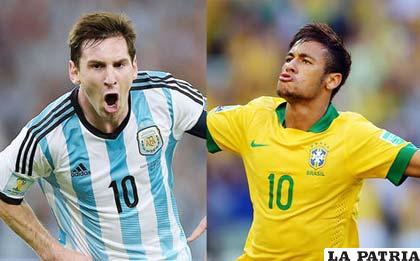 Lionel Messi (Argentina) y Neymar (Brasil) se medirán este sábado 