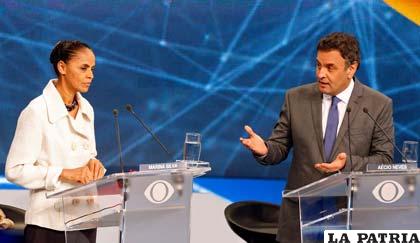 Neves y Silva en un debate previo a las elecciones