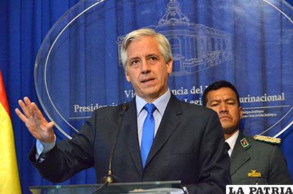 El vicepresidente Álvaro García Linera, en conferencia de prensa /ABI