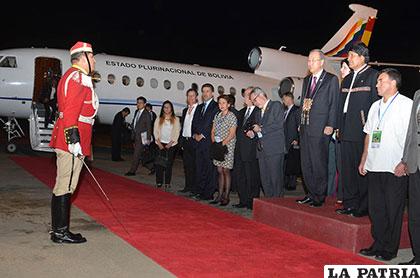 El secretario general de la ONU, Ban Ki-moon al llegar a Bolivia /APG