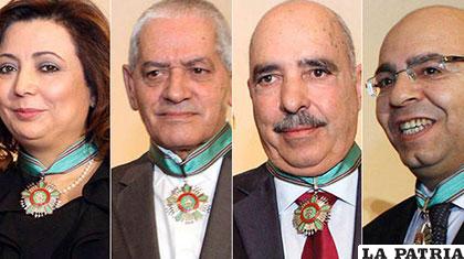 Ganadores del premio Nobel, Wided Bouchamaoui, Abdessattar Ben Moussa, Abdessattar ben Moussa y 
Fadhel Mahmoud