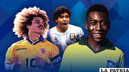 Maradona (Argentina), Balderrama (Colombia) y Pelé (Brasil), referentes de sus selecciones