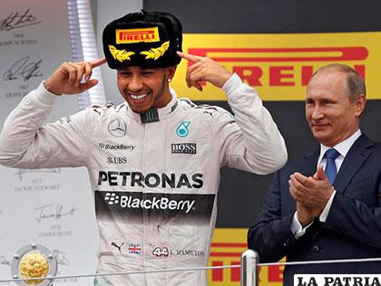 Hamilton celebra el triunfo ante la mirada de Putin (presidente de Rusia) /rackcdn.com