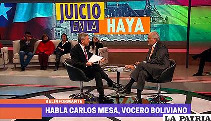 Carlos Mesa fue entrevistado en TVN Chile para hablar sobre la demanda marítima /cambio.bo/Foto archivo