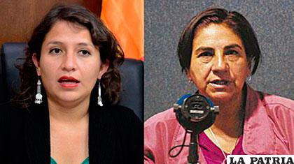 Ministra Campero (izq.) y la periodista Amalia Pando (der.) /lostiempos.com