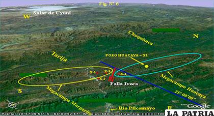 Imagen satelital de la ubicación de los nuevos reservorios gasíferos /hidrocarburosbolivia.com