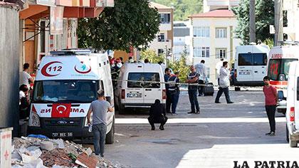 Lugar del atentado suicida en la ciudad Gaziantep en Turquía