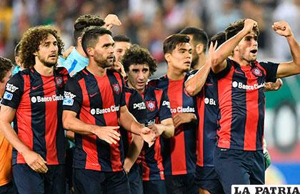 El festejo de los jugadores de San Lorenzo por la clasificación /conmebol.com