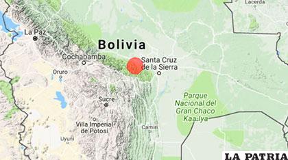 El epicentro del sismo que se sintió en Santa Cruz /ANF