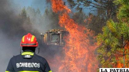 Un bombero trabaja en las tareas de extinción del incendio de Pampilhosa da Serra, Portugal
