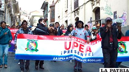 Estudiantes de la UPEA protagonizan una protesta en La Paz /ANF/ARCHIVO