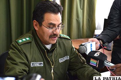 El director de la Felcc, coronel Fernando Pérez dio a conocer el caso