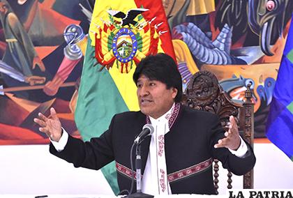 El Presidente Evo Morales habló ayer ante los medios de comunicación/APG