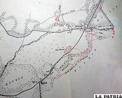 Mapa que muestra los movimientos tácticos en Boquerón
