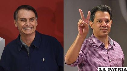 Bolsonaro (izq.) y Haddad (der.) irán a segunda vuelta, según escrutinio oficial /E.RPP-NOTICIAS.IO
