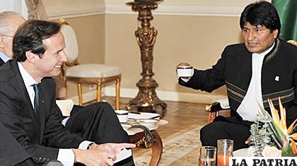 Jorge Quiroga y Evo Morales en una anterior reunión /Los Tiempos PRO