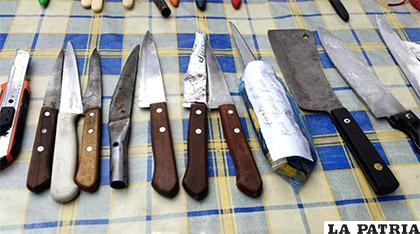 Los cuchillos secuestrados a los internos / Erbol