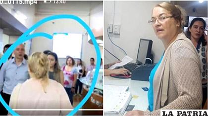 Captura de video del momento en que la mujer escupe a la autoridad /BRUJULADIGITAL.NET