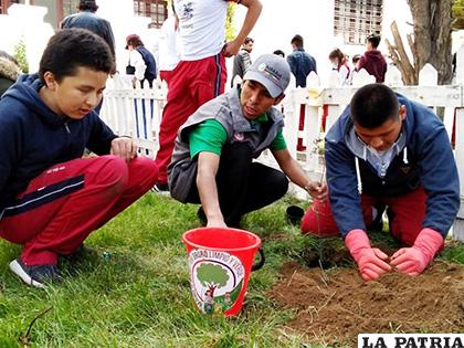Estudiantes se involucran con la plantación de árboles /UTO 