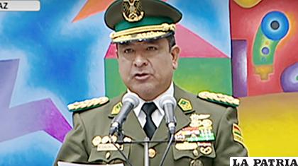 El general Yuri Vladimir Calderón Mariscal, comandante general de la Policía /Archivo /captura de pantalla