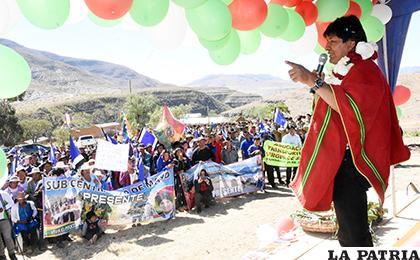 El Presidente Evo Morales durante su discurso en Vila Vila, Cochabamba /abi.bo

