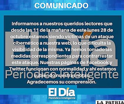 El comunicado que sacó el impreso cruceño /ANP