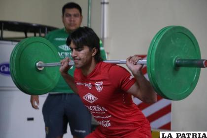 Marcelo Martins durante el entrenamiento de este domingo /FBF