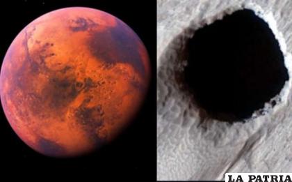 Un enorme tubo de lava de 50 metros de ancho localizado en Marte