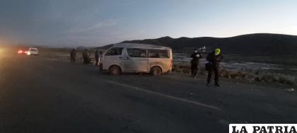 Los efectivos policiales de Huanuni se constituyeron al siniestro 
/Policía