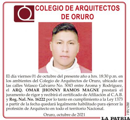 ARQ. OMAR JHONNY RAMOS MAGNE