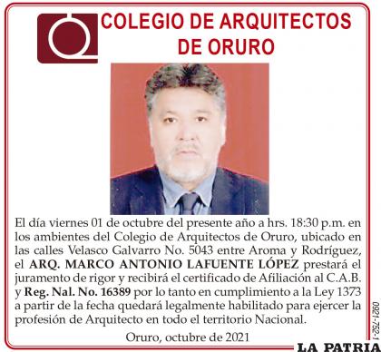 ARQ. MARCO ANTONIO LAFUENTE LÓPEZ