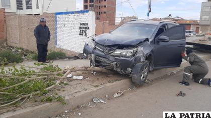 Daños en el árbol, en el poste y en el motorizado tras el accidente /LA PATRIA