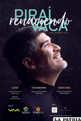 Afiche oficial de la gira “Renaciendo” de Piraí Vaca