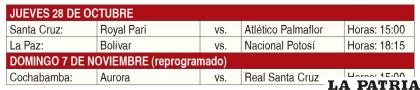 JUEVES 28 DE OCTUBRE & DOMINGO 7 DE NOVIEMBRE (reprogramado)