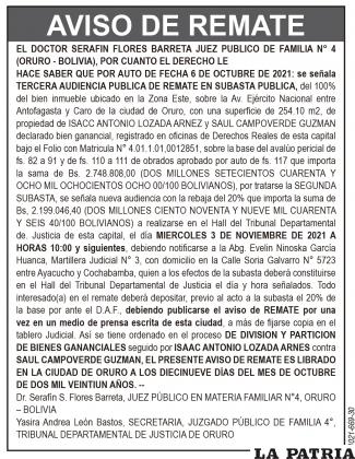 Aviso de Remate