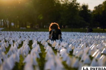 Banderas blancas que forman parte de la instalación temporal de la artista Suzanne Brennan Firstenberg en recuerdo de los estadounidenses fallecidos a causa del Covid-19 /AP Foto /Brynn Anderson, archivo