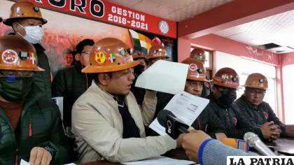 Hace algunos días, trabajadores de Huanuni pidieron la anulación del D.S. 4783 /LA PATRIA Archivo