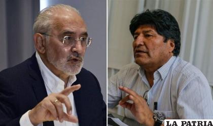 A la izquierda el jefe de Comunidad Ciudadana Carlos Mesa y a la derecha el exmandatario del Estado, Evo Morales Ayma /ERBOL