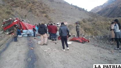 Imagen del accidente en San Miguel cerca de Morochata / Tránsito

