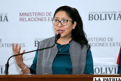 Viceministra de Gestión Consular e Institucional, Eva Chuquimia /Cancillería Boliviana.