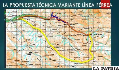 Línea naranja ruta antigua de la vía férrea y la amarilla es la nueva propuesta /Gador