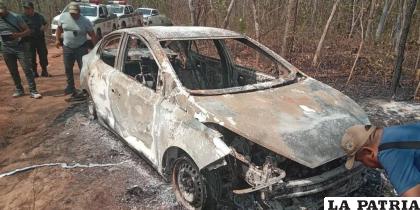 Así quedó el motorizado implicado en el que fueron hallados los cuerpos /Felcc