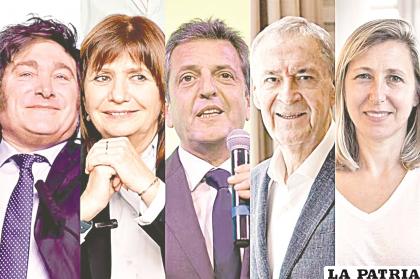 Los candidatos a presidente de las elecciones generales son Javier Milei, Patricia Bullrich, Sergio Massa, Juan Schiaretti y Myriam Bregman /Archivo / La Nacion