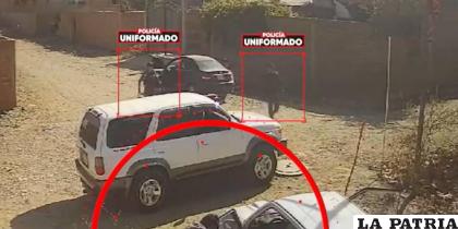 Cámaras de vigilancia captaron el momento del robo agravado por los policías /Felcc