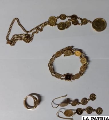 Algunas de las joyas recuperadas /Felcc