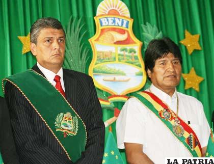 Gobernador del Beni, Ernesto Suárez y el presidente Evo Morales, participaron del 169 aniversario de la creación del departamento del Beni